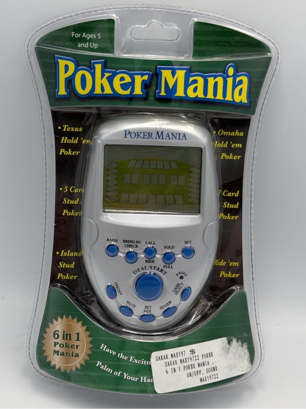 Poker Mania Electronic Handheld Game 6 in 1 by Sakar International Inc MAX19722